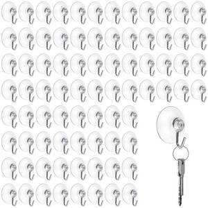 lot 186396 image: Mudder Suction Cup Hooks Wall Hooks 1.77 Inch Clear Suction Cups with Metal Hooks for Window Glass Kitchen Wall Towel Hooks Hangers Supplies for Christmas Light Decorations(10 Pieces,45 mm)