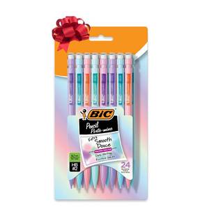 lot 186397 image: BIC Xtra Smooth Mechanical Pencils with Eriasers, Medium Point (0.7mm), No Smudge and Clean Erasing, Writes Smooth & Dark, Great Holiday Gift, 24-Count Gift Set