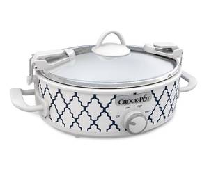 lot 400389 image: Crock-Pot SCCPCCM250-BT Mini Casserole Crock Slow Cooker 2.5 Quart White Blue