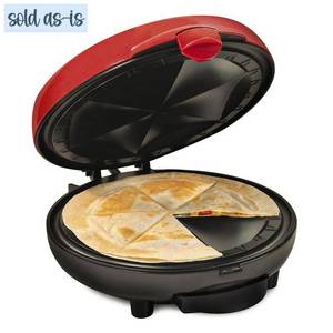 lot 186187 image: Taco Tuesday Deluxe 8-Inch 6-Wedge Electric Quesadilla Maker with Extra Stuffing Latch, Red