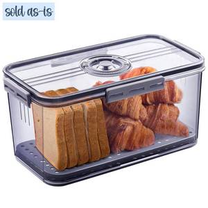 lot 186196 image: Gifhomfix Bread Box Bread Boxes for Kitchen Counter Airtight, Time Recording Bread Storage Container with Lid, Bread Keeper for Homemade Bread, Toast, Bagel, Donut and Cookies, Grey