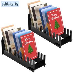 lot 186360 image: Briwooody 2 Pcs 12 Tier Acrylic Greeting Card Display Stand Portable Card Display Rack Postcard Holder Display Stand Coaster Sticker Display Stand for Vendors Retail Counter Desk Tabletop (Black)