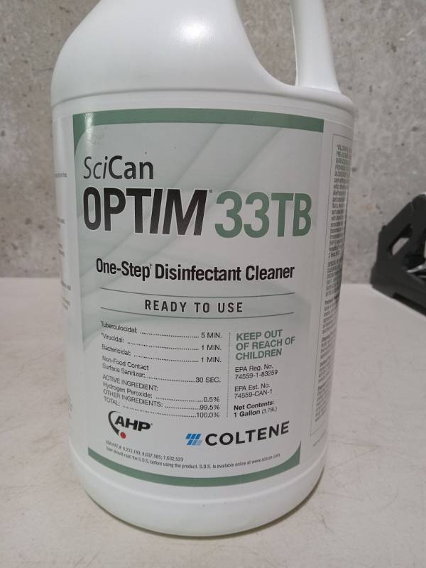 lot 22767 image: SciCan OPTIM 33 TB One step disinfectant Cleaner ready to use 1 gallon