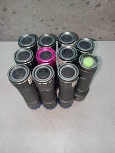 lot 24584 image: Assorted Hand Held Tactical Flashlight - Lot of 10 - Corroded battery Compartment - Untested