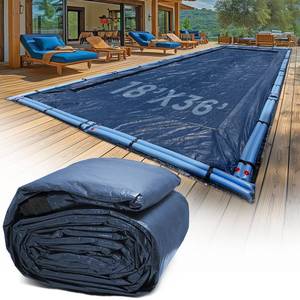 lot 9706 image: 18-Ft x 36-Ft Pool Cover for Inground Pools - Rectangle Winter Pool Cover for Inground Pools, Extra Thick Material and Durable Design, Cold and UV-Resistance, Easy Installation, Navy Blue