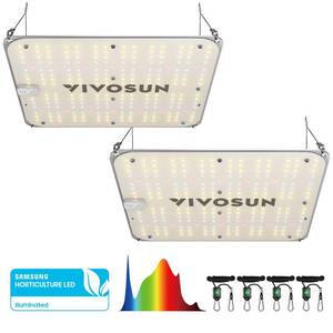 lot 9713 image: VIVOSUN 2-Pack VS1000E LED Grow Light with Samsung Diodes, Sunlike Full Spectrum Plant Light for Indoor Plants Seedling Veg and Bloom in 2x23x3 Grow Tents Greenhouses - Retail $128.35