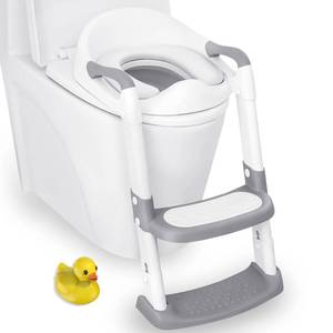 lot 9720 image: JASSONE Potty Training Seat, Toddler Step Stool, 2 in 1 Potty Training Toilet for Kids, Baby Seat with Splash Guard and Anti-Slip Pad for Boys Girls Potty Training, Grey