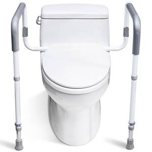 lot 9723 image: WeHwupe Toilet Safety Rails for Elderly Adults - Adjustable Bathroom Toilet Safety Frame with Handles - Stand Alone Toilet Grab Bar for Senior, Handicap & Disabled,Fits Most Toilets