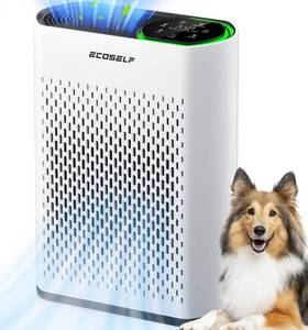 lot 9726 image: ECOSELF Powerful Air Purifiers for Home Large Room Up to 1400 Ft� with Air Quality Monitor 20dB Sleep Mode, Air Purifier for Bedroom Office Living Room for Pets, Dust Smoke PoIIen Dander Smell, White - Retail $107.55