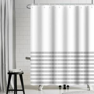 lot 9742 image: ggaimwf Plaid Stall Shower Curtain, Modern Simple Black and White Striped Shower Curtain Farmhouse Fabric Shower Curtains for Bathroom Washable Bath Decor 36x72 Inch