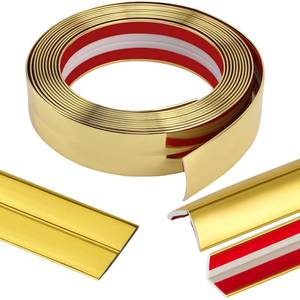 lot 9743 image: 22 Feet Flexible Inside & Outside Corner Trim Molding, Peel and Stick Molding Trim for Walls, Corner Trim molding, Wall Corner Protector (Gold, Width 0.8 in)