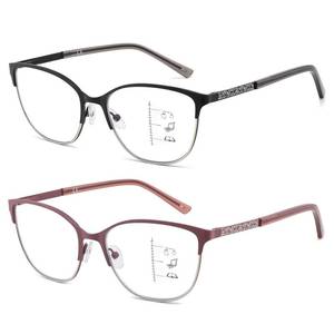 lot 9755 image: Kafirlo Progressive Multifocal Reading Glasses Women Metal Frame No Line Multifocus Transition Blue Light Blocking Computer Readers Multi Focus Stylish Designer Ladies Lightweight Cateye Eyeglass 1.75
