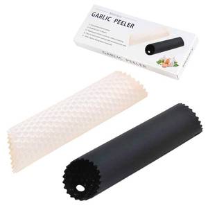 lot 9767 image: Maxracy 2 Set Silicone Garlic Peeler Easy Roller Tube Useful Garlic Odorfree Kitchen Tool (Black,Clear)