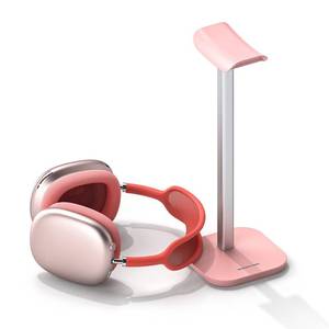 lot 9769 image: MANMUVIMO Headphone Stand, Desktop Headset Holder Desk Earphone Stand Aluminum Headset Hanger Headphone Rack Stand to Hold Earphones Such as Airpods Max, Sony, Beats, Bose, Razer, HyperX(Pink)