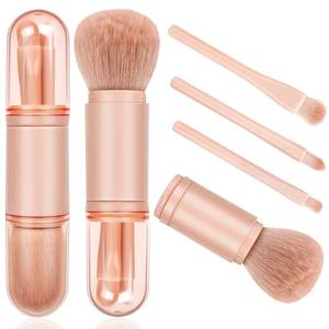 lot 9772 image: Travel Makeup Brushes Set 4 in 1 Mini Cute Makeup Brush Retractable Professional Foundation Blending Powder Eye Shadow Brush for Women Facial Cosmetics Makeup Brush Set
