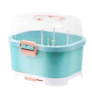 lot 9773 image: Baby Bottle Holder, Portable Large Capacity Toddler Bottles Storage Box with Lid Cover Anti-Dust Protection and Cutlery Storage Baby Bottle Drying Rack for Baby at Home Kitchen Travel Outdoors(1#)