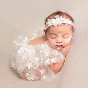 lot 9807 image: Ylsteed Newborn Photography Outfits Girl Newborn Photography Props Lace Romper with Headband Newborn Infant Photo Shoot Outfits Girls Photo Props Newborn Girl Photoshoot Outfits