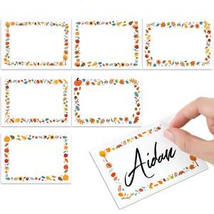 lot 9816 image: Engrowtic Fall Name Tag Stickers Thanksgiving Classroom Border Name Tag Labels Party Name Tags Autumn Name Tags for Themed Party School Office Home, 3.5 x 2.4, 6 Styles