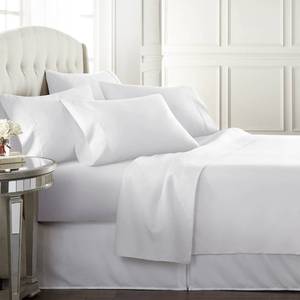 lot 9817 image: Danjor Linens California King Sheet Set - 6 Piece Set Including 4 Pillowcases - Deep Pockets - Breathable, Soft Bed Sheets - Wrinkle Free - Machine Washable - White Cal King Bed Sheets - 6 pc