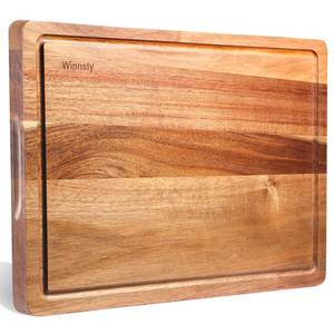 lot 9820 image: Wood Cutting Boards for Kitchen, 17 x 12 Inch Acacia Wooden Cutting Board, Winnsty Large Wood Chopping Board with Juice Groove and Handles Heavy Duty Charcuterie Board (Large)
