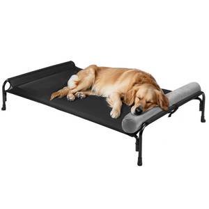 lot 9821 image: Veehoo Large Elevated Dog Bed, Raised Dog Cot Bed with One-Sided Removable Headrest Bolster, Outdoor Dog Bed for Extra Large Dogs, Dog Hammock Bed Off Ground, Breathable Anti-Slip, XL, CWC2204B