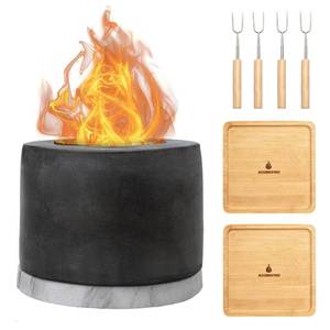 lot 9827 image: Roundfire Tabletop Fire Pit (1 Pack - with Smores Kit) Ethanol Table Top Fire Pit