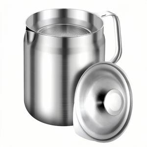 lot 9828 image: Maylmc 1.3L HEAVY DUTY Stainless Steel Bacon Grease Container with Strainer for Oil Storage, Bacon Grease Saver with Strainer for Kitchen, Stainless Steel Oil Filter Pot with Strainer,kitchen gadgets