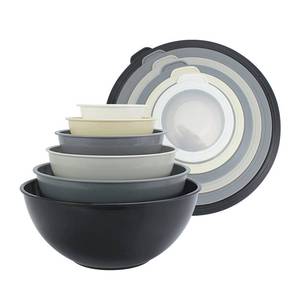 lot 9850 image: COOK WITH COLOR Mixing Bowls with Lids - 12 Piece Plastic Nesting Bowls Set includes 6 Prep Bowls and 6 Lids, Non Slip Bottom and Embossed Design - Microwave Safe (Blue)