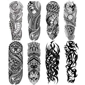 lot 9863 image: Fake Totem Sleeve Tattoos Stickers Full Arm Tribal Totem Temporary Tattoos Sleeves for Adult Kids Women Makeup, 8-Sheet