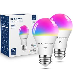 lot 9870 image: Lightinginside Smart Light Bulbs 60W Equivalent, 800LM 9W WiFi Smart Bulb Compatible with AlexaGoogle Assistant, A19 E26 Color Changing Light Bulb No Hub Required, 2.4GHz WiFi Only, ETL Listed, 2PCS