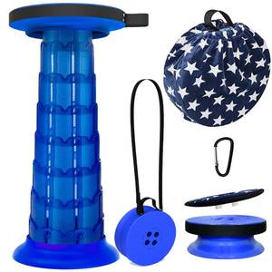 lot 9874 image: ALEVMOOM Collapsible Stool with Cushion,Camping Stool More Sturdy and Lightweight Telescoping Stool Portable Stool Telescopic Stool for Hiking BBQ with Carry Bag&Carabiner Max Load 550lb