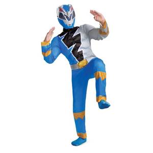 lot 9879 image: Blue Power Ranger Costume for Kids, Official Power Rangers Dino Fury Outfit with Mask, Child Size Small (4-6)