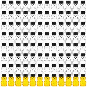 lot 9886 image: Patelai Bulkpcs 2 oz Plastic Honey Bear Bottle Bear Shape Clear Honey Containers Empty Honey Dispenser with Lid Honey Jars Honey Bear Cup for Storing and Dispensing Holiday Baby Shower Gifts (Black)
