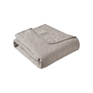 lot 9894 image: Madison Park Madison Park Luxe Quilted Throw Blanket - Damask Stitching Design, Cotton Filled Spread, Ultra Soft, Cozy Bedding for Living Room Couch, Sofa, Bed, 60x70, Piping Borders Khaki