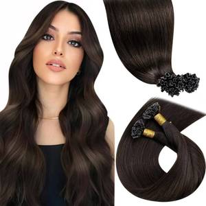 lot 9905 image: LaaVoo Utip Hair Extensions Human Hair Dark Brown U Tips Hair Extensions Real Human Hair Brown K Tip Hair Extensions Real Human Hair Hot Fusion 16 Inch 1g 50s50g