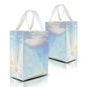 lot 9929 image: Nush Nush Iridescent Gift Bags Medium Size Holographic Reusable Gift Bags With Handles - Ideal As Bridesmaids, Bachelorette, Birthday Gift Bags Bulk, Goodie Bags, Party Favor Bags 8x4x10
