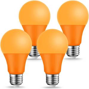 lot 9932 image: KQHBEN Orange Light Bulbs -  4 Pack - 9W 60W Equivalent E26 Base LED Colored Light Bulb for Festivals Party Halloween Christmas Bar Events Home Decor