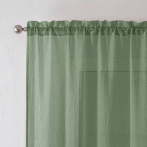 lot 9937 image: Chyhomenyc Crushed Sage Green Sheer Cafe Curtains 36 Inch Length 2 Panels, Light Filtering Crinkle Voile Bedroom Living Room Short Curtains, Each 42Wx36L Inches