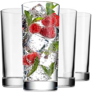 lot 9959 image: Godinger Highball Drinking Glasses, Italian Made Tall Glass Cups, Water Glasses Drinking Set, Cocktail Glasses - 14oz, Set of 4, Made In Italy