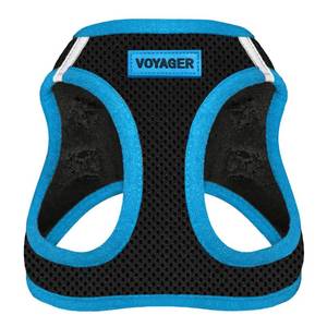 lot 9966 image: Voyager Step-in Air Dog Harness - All Weather Mesh, Reflective, No Pull Harness for Small, Medium Dogs, Cats - Secure with Hook & Loop Fastener, Buckle, Double D-Rings - BlackBlue Trim, XL