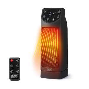 lot 9969 image: BLACKDECKER Oscillating Space Heater, Portable Heater with Remote Control, Ceramic Small Space Heater with Two Heat Settings & LED Display, Small Heater 1500W