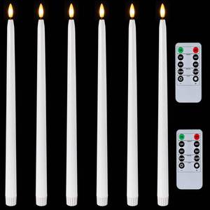 lot 9984 image: Homemory 15 inches Real Wax Flameless Taper Candles with Remote Timer, 6 Pcs White LED Taper Candles Battery Operated with 3D Flickering Flame, Window Candles Led Candlesticks for Dinners Home Decor
