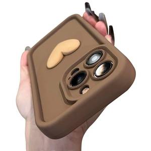 lot 9995 image: WOWACASE Love Heart 3D Cute Shockproof Thick Soft Silicone Case for Women Girls Compatible with iPhone Case (Khaki,iPhone 13 Pro Max)