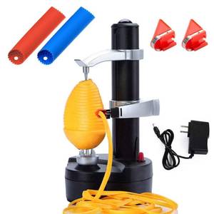 lot 2031 image: Electric Potato Peeler Automatic Apple Peeler, Smart Vegetable Fruit Peeler Machine, Stainless Steel Kitchen Peeling Tool 1 Adapter 2 Extra Blades with 2 Set Garlic Peeler