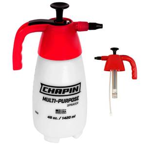 lot 2046 image: Chapin 1002 48-Oz Made in USA Heavy-Duty Multi-Purpose Sprayer, for Spraying Plants, Flowers, Weeds and Cleaning, RedWhite