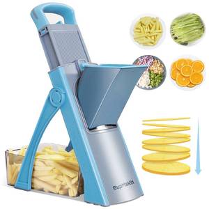 lot 2049 image: SUPMAKIN Upgrade Safe Mandoline Slicer Plus, Adjustable Potato Slicer, Vegetable Chopper Food Slicer, Fries Cutter, Veggie Salad Chopper Kitchen Chopping Artifact Christmas Gifts(Blue)