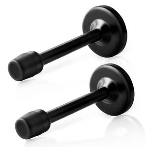 lot 2054 image: KOLAKO Door Stops, 4 Inch Door Stopper, Wall Mount, Heavy Duty Black Modern Commercial Door Holders with Rubber Tip Bumper, Brushed Stainless Doorstops for Bottom of Door, 2 Pack