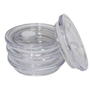 lot 2065 image: TERESRY 4 Pack Acrylic Lids for Glass Cups with Bamboo Lids and Straws, 2.75inch70mm Acrylic Lids for 16OZ Beer Can Cups with Wooden Lids, Replacement Canning Lids for 20OZ 24OZ Glass Cups Clear