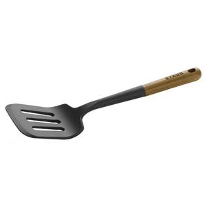 lot 2072 image: STAUB Silicone Spatula Turner, Perfectly Angled for Lifting Pancakes, Sandwiches and Picking up Veggies Durable BPA-Free Matte Black Silicone, Acacia Wood Handles, Safe for Nonstick Cooking Surfaces