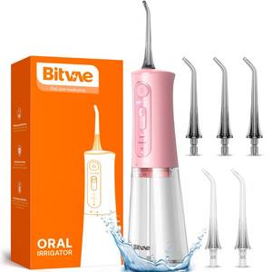lot 2081 image: Bitvae Water Dental Flosser Teeth Picks, Cordless Portable Oral Irrigator, Powerful and Rechargeable Oral Irrigator, Brace Care, IPX7 Waterproof Water Dental Picks for Cleaning, Quartz Pink